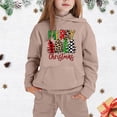 thumbnail image 2 of Girls Winter Clothing Set 12-14 - Girls Long Sleeve Hoodie Top Print Pant Set Kids Holiday Outfit Bundle (Khaki,8-9 Years), 2 of 4