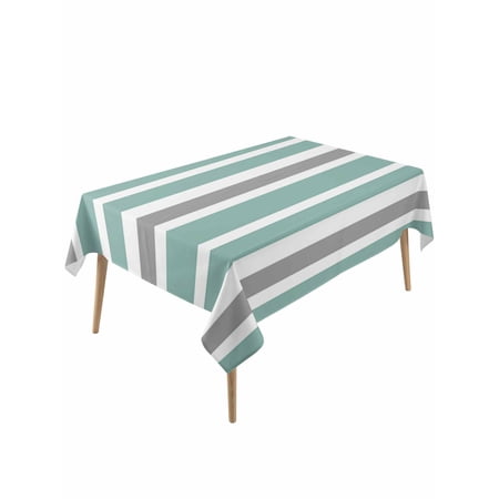 Concise Green Table Cloth 54x108 Inch Rectangle Gray White Stripe Waterproof Tablecloth Washable Table Cover for Party Picnic Dinner Decor