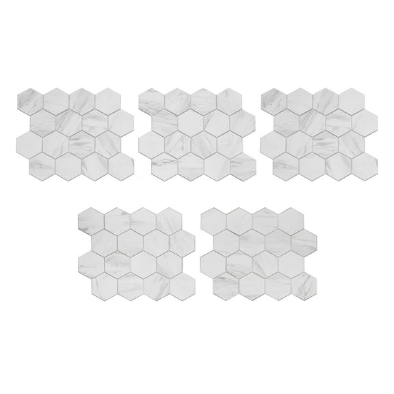 Aspect Collage 12.75in x 10.6in Peel and Stick Backsplash in Carrara Hex (5-Pack)