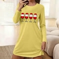 thumbnail image 2 of Aboser Christmas Nightgown for Women Long Sleeve Cotton Blend Sleepshirts Funny Wine Glass Printing Pajama Dress Casual Crew Neck Holiday Loungewear, 2 of 7