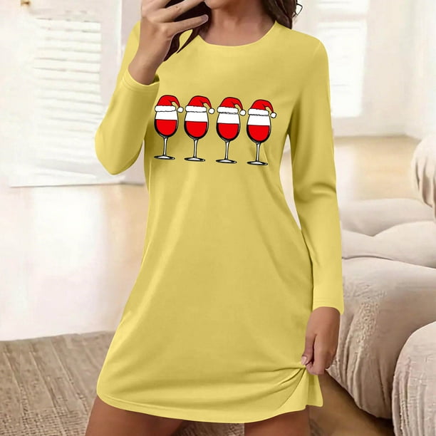 Camisón corto de manga larga y cuello redondo para mujer, bata de baño holgada de invierno para el hogar, bata de poliéster para mujer.