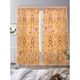 thumbnail image 3 of Orange Yellow Boho Sheer Curtains 96 Inch Length 2 Panels Set, Vintage Shabby Abstract Geometric Art Voile Window Treatment Semi Sheer Long Curtains Drapes for Bedroom/Living Room/Kitchen 52"x96"x2, 3 of 7