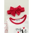 thumbnail image 5 of Kiapeise 2Pcs Baby Girl Valentine 's Day Jumpsuit My 1St Valentine 's Day Heart Playsuit + Hairband, 5 of 9