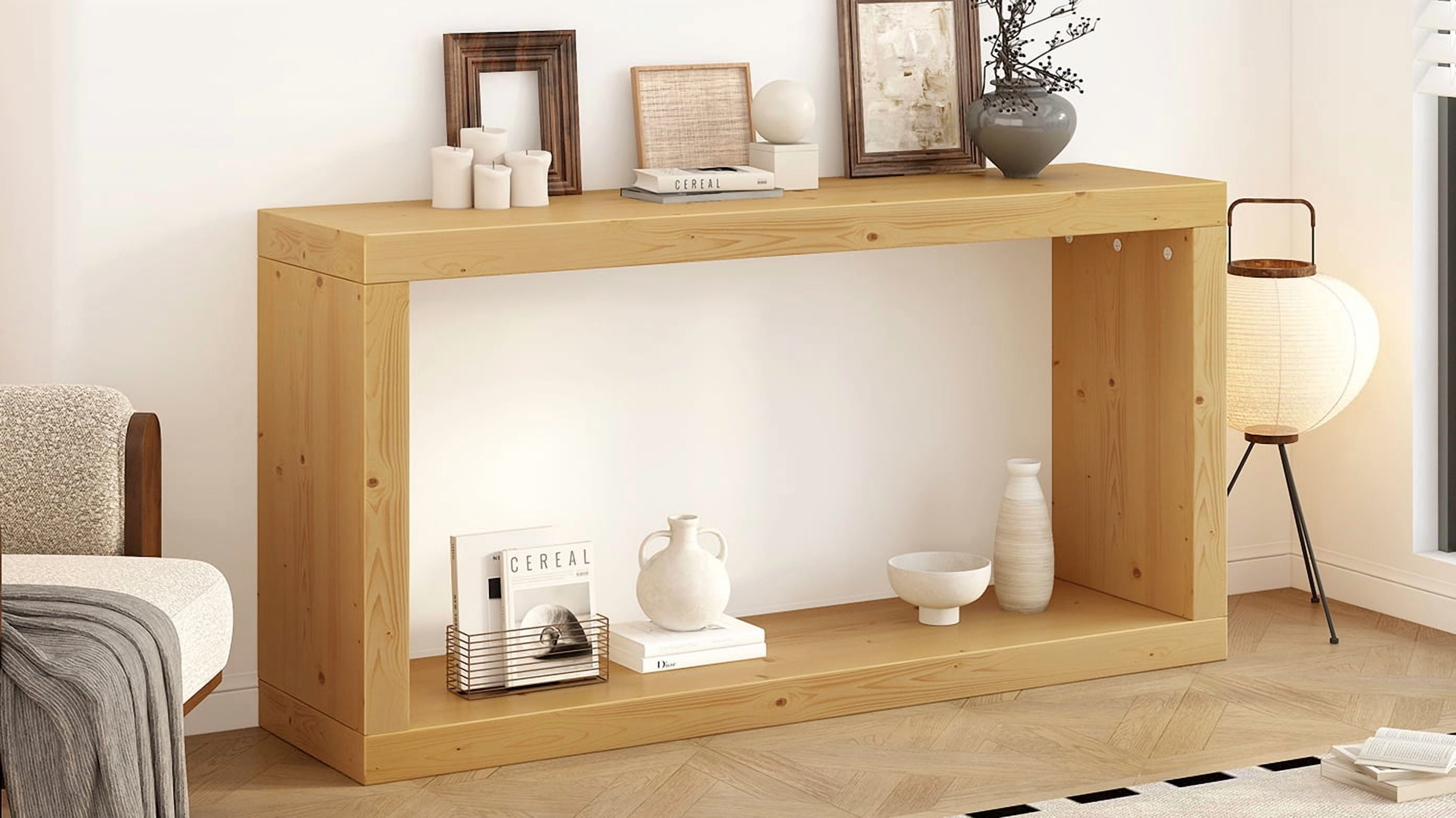 Harper & Bright Designs Minimalist Wood Console Table with Stroage , Modern Narrow Entryway Table with Open Shelf for Hallway and Entryway , Natural