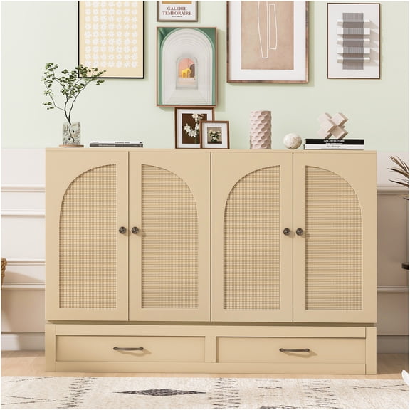 JERFIT Full Size Murphy Bed with Storage Drawers, Wall Mounted Foldable Bed Cabinet with USB Charging Port, Gold