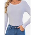 thumbnail image 3 of Women's Shirt Round Neck Fitted Top Casual Bottom Shirt Slim Basic T Shirt, 3 of 4