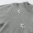 thumbnail image 4 of Girls Sweater Cardigans Embroidered Flower Knit Button up Long Sleeve Crewneck Sweaters Cardigan Fall Winter Coat (5-6 Years, Gray), 4 of 7