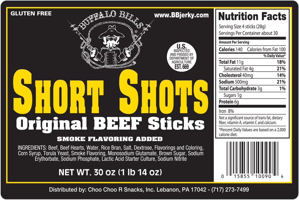 Buffalo Bills Original Short Shots (120 mild flavored 3.5" beef sticks per 30oz bag)
