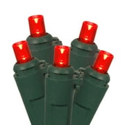 Set of 100 Red LED Wide Angle Christmas Lights - Green Wire