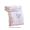 thumbnail image 2 of Lypsnake Floral Print Cooling Blankets, Soft Breathable Lightweight Rose Pattern Quilted Throw with Peach Trim, Cozy Skin-Friendly Bedding for Bed Couch Office, 2 of 6