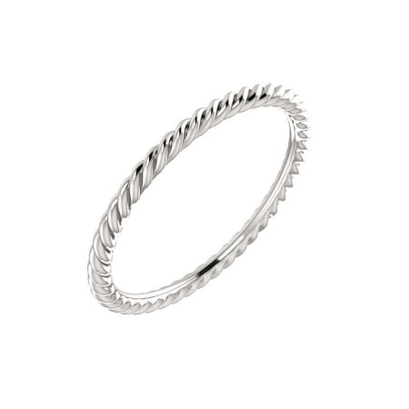 Gemstone Rope Ring - Jewels By Lux 14K White Gold Skinny Rope Bridal Wedding Ring Band Size 6