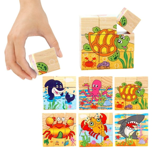 Cameland Wooden Block Puzzles Toddlers Kids Toys Montessori Learning Games Educational