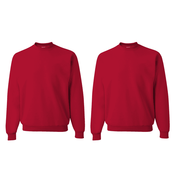 JERZEES Men's NuBlend Crewneck Sweatshirt, Comfortable True Red Color Pullover Fleece, 2 Pack, S
