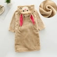 thumbnail image 3 of Toddler Robe Boys Girls Hooded Flannel Bathrobe Long Sleeve Soft Fleece Plush Robes Cute Animal Pajamas Sleepwear, Brown, 7 Years, 3 of 7