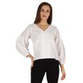 thumbnail image 1 of Bimba Balloon Sleeve Top Button-Down Shirt Summer Loose Fit Pleated Blouse For Women's, 1 of 7