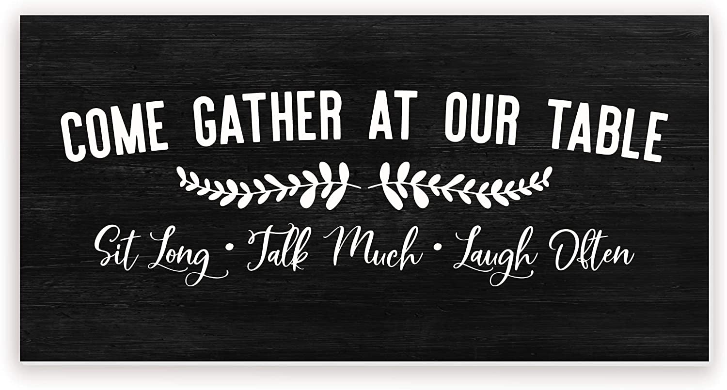 Come Gather At Our Table Long Rustic Wood Sign 