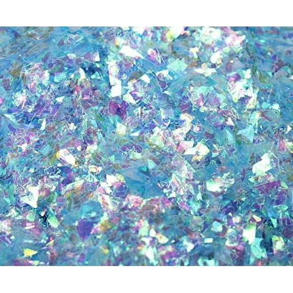 Light Blue Iridescent Ice Glitter Flakes for Nail Art - Lightweight Holographic Polyester - 311-4351 - 1/2 oz (14 Grams)
