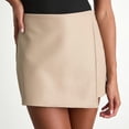 thumbnail image 2 of FRSASU Womens Fuax Leather Skirt Pleated Irregular High Waisted Side Zipper Bodycon Pencil Mini Divided skirts Beige, 2 of 8
