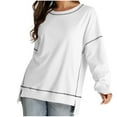 thumbnail image 4 of Kaemgyyd Oversized Sweatshirt for Women Crewneck High Low Hem Tunic Tops Long Sleeve Fall Pullover Trendy Clothes, 4 of 7