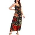 thumbnail image 4 of Smsaxvxz Summer Plus Size Dresses for Women Fashion Floral Printed Spaghetti Strap Round Neck Sleeveless Low Backless Sundress Casual Maxi Dresses Army Green 3XL, 4 of 8