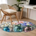 thumbnail image 5 of Round Area Rug 3ft, Rustic Flower Vase Retro Wood Non-Shedding Washable Area Rug, White Pink Purple Daisy Floral Non Slip Low-Profile Circle Rugs for Living Room, Bedroom Dining Room, 5 of 9