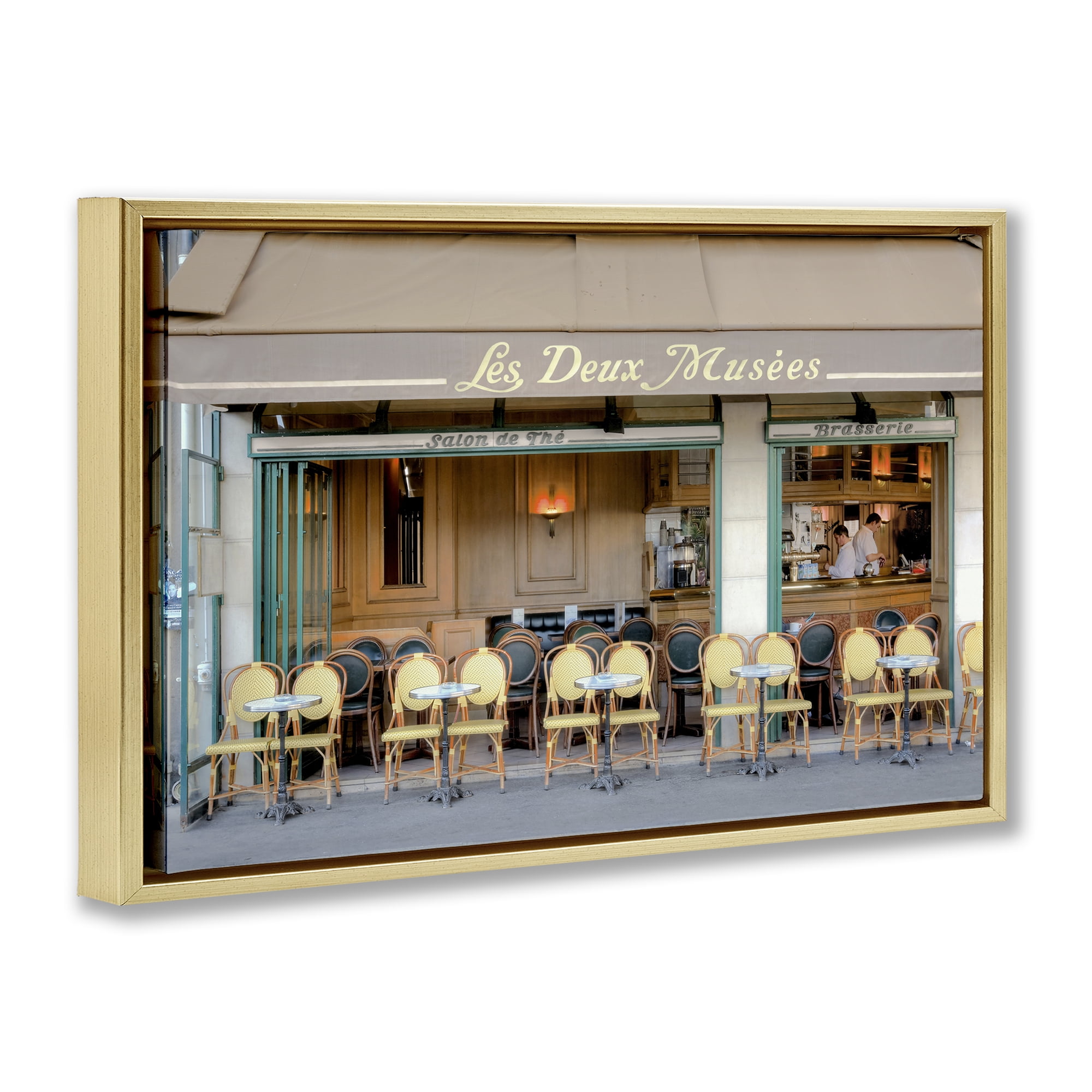 Stupell Industries Parisian Outdoor Seating Cafe Gold Framed Floater Canvas Wall Art, design by Alan Blaustein