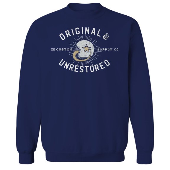 Original & Unrestored Custom Supply Graphic Navy Men's Cotton Pullover Sweatshirt