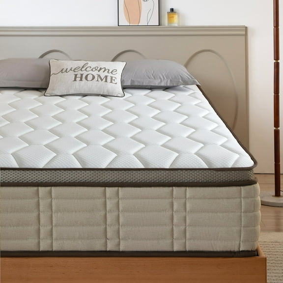 Soges Full Size 10 inch Hybrid Mattress Breathable Mattress, Medium Firm Mattress for Pressure Relief, Individual Pocket Spring Bed Mattress, Fiberglass Free, Mattress in A Box, CertiPUR-US, Beige