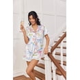 thumbnail image 5 of Ekouaer Satin Pajama for Women Short Sleeve Silky Pj Short Set Bow Front Tie Up Loungewear Sleepwear, 5 of 6