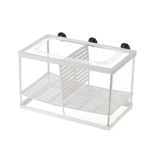 Large/Extra Large Aquarium Fish Incubator Box - White Plastic & Gauze Isolation Net for Breeding Baby Fish, Separating Diseased, Injured, Big Tropical & Aggressive Fish with 6 Suckers
