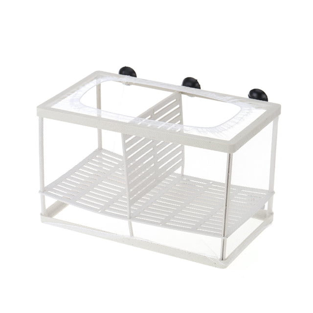 Large/Extra Large Aquarium Fish Incubator Box - White Plastic & Gauze Isolation Net for Breeding Baby Fish, Separating Diseased, Injured, Big Tropical & Aggressive Fish with 6 Suckers