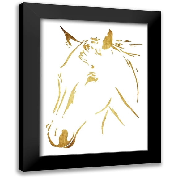 OnRei 12x14 Black Modern Framed Museum Art Print Titled - Gold Horse