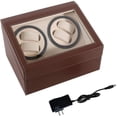thumbnail image 6 of DENEST 4+6 Automatic Watch Winder Leather Storage Case with Top Clear Glass Window (Brown), 6 of 6