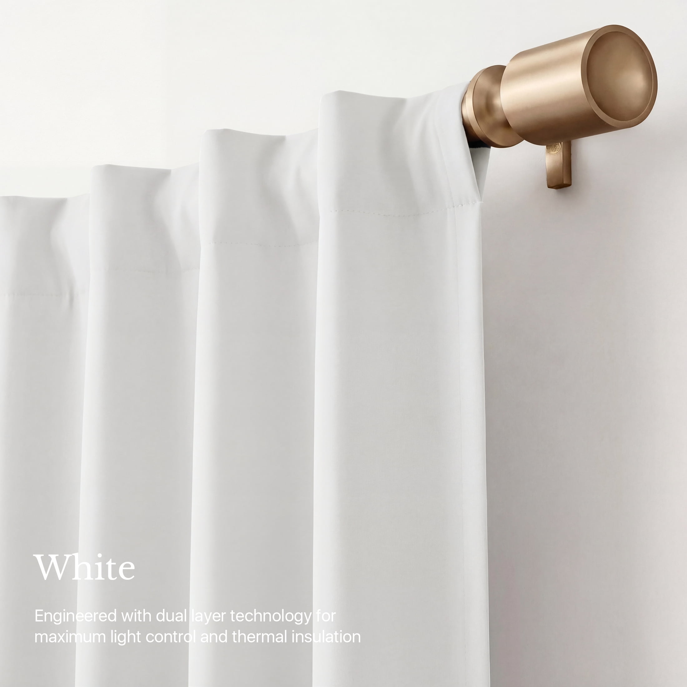 Nicetown 2‑Layer Total Blackout Curtains, 52" W x 95" L, Thermal Insulated Window Panels, 2‑Panel Set, White