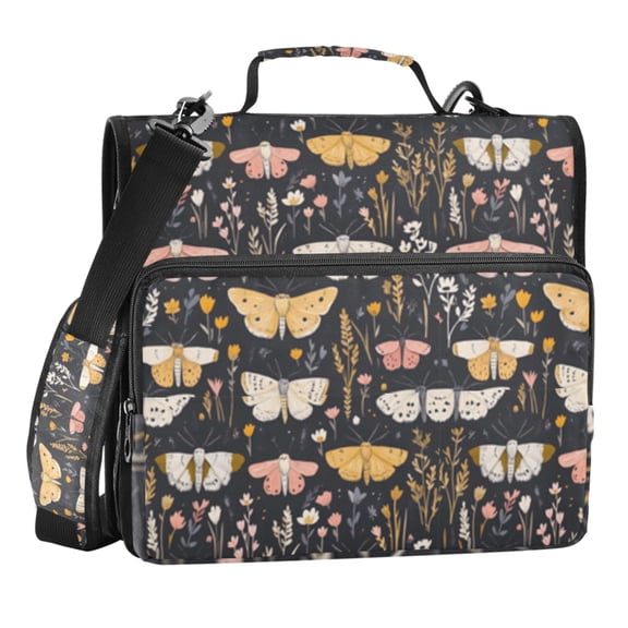 Zipper Binder Moth 1.5 Inch Binder Folder Bag with Shoulder Strap and Handle