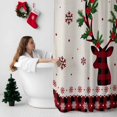 thumbnail image 5 of Christmas Deer Bathroom Shower Curtain Snowflake Cardinal Berry Leaf Plaid Linen Waterproof Washable Shower Curtains for Bathtub Bath Decor with Grommets and Hook 72 X 72 Inch, 5 of 8