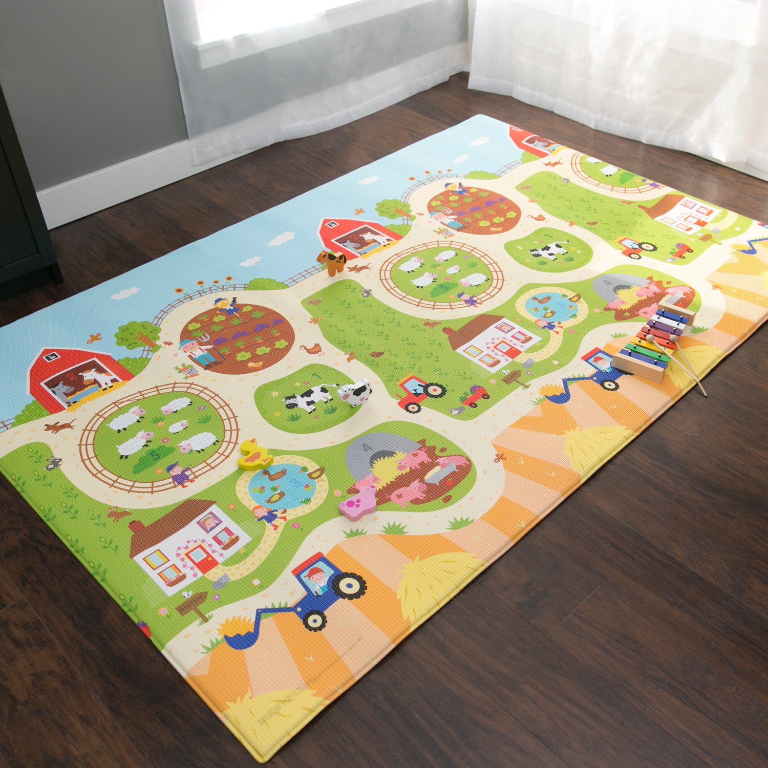 Baby care play mat busy farm on sale