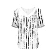 thumbnail image 5 of T-Shirt for Women Geometric Vertical Stripe V Neck Short Sleeve Loose Fit Modern Graphic Casual Fashion Tee Top, 5 of 5