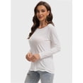 thumbnail image 2 of Womens Long Sleeve Tops Casual Basics Fall Shirts Solid Crewneck T-Shirt, 2 of 6