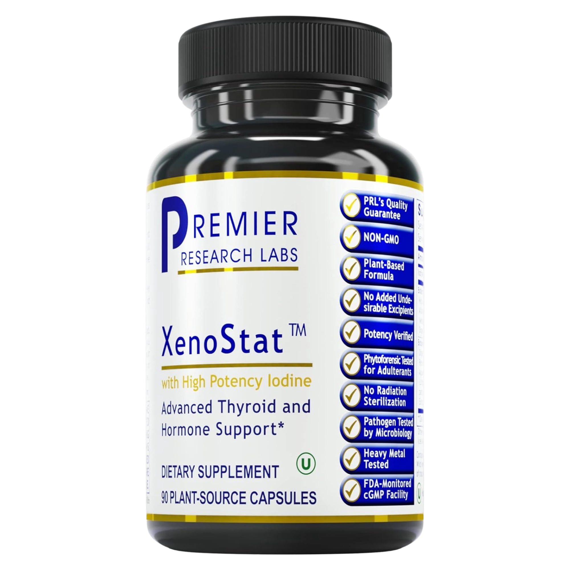 Premier Research Labs XenoStat - Supports Thyroid Function & Hormone - Features a Multi-Marine Sea Vegetation Formula - Iodine-Rich, Pure Vegan & GMO Free Supplement - 90 Plant-Source Capsules