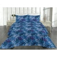 thumbnail image 2 of Ambesonne Tropical Leaves Quilted Bedspread Set 3 Pcs, Art Retro Monstera, Twin, Dark Lavender Indigo, 2 of 4