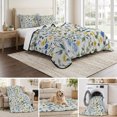thumbnail image 6 of King Quilt Set 96''x106'', Elegant Blue Yellow Spring Floral Lightweight Bedspread Coverlet Set with 2 Pillow Shams, Summer Botanical Green Breathable All Season Quilt Bedding for Bedroom/Guest Room, 6 of 9