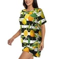 thumbnail image 2 of Kdxio Orange and Lemon Print Pajamas Sets for Women Short-Sleeved Pjs with Lounge Shorts Two Piece Sleepwear S-4XL, 2 of 8