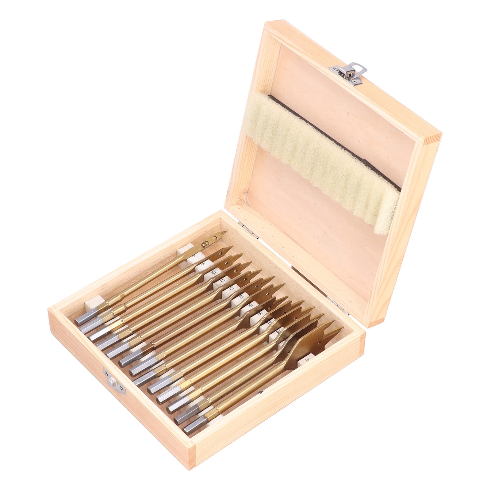 13 Pieces Titanium Coating Carbon Steel Paddle Flat Bit Carbon Steel Spade Drill Bit Set For Hole Cutter Woodworking