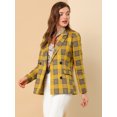 thumbnail image 4 of Chaqueta formal Allegra K Día de San Patricio mujer solapa con muesca Doble botonadura Amarillo S, 4 of 6