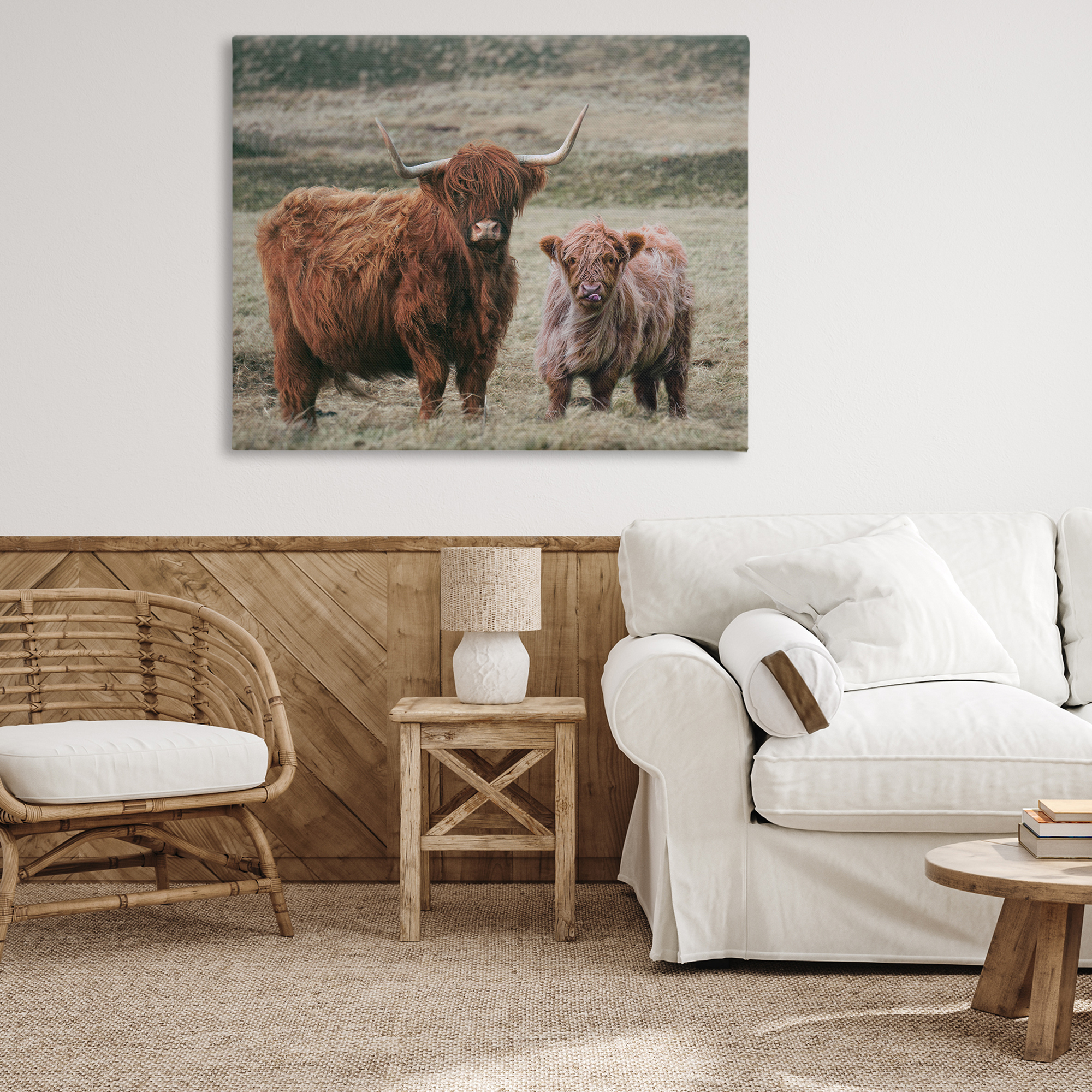 Mom & Baby Cow Canvas Wall Art, design by Lettered and Lined