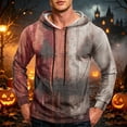 thumbnail image 2 of GrmtClth Hoodie Halloween Witch Pumpkin Ghost Bat Pattern Kangaroo Pocket Long Sleeve Pullover for Men Orange L, 2 of 8