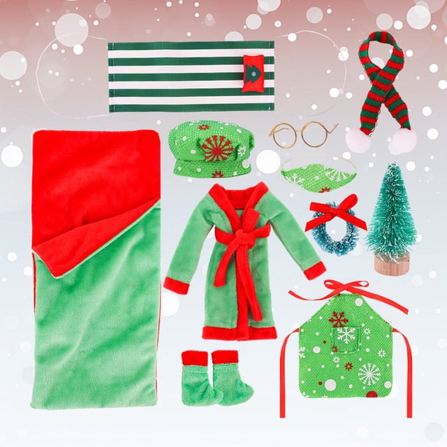 Juguetes de piscina, juguetes para bebés, juguetes para niños pequeños, juego de Navidad para muñecas, árbol de Navidad, corona, saco de dormir, pijama, bufanda, combinación de accesorios de ropa para