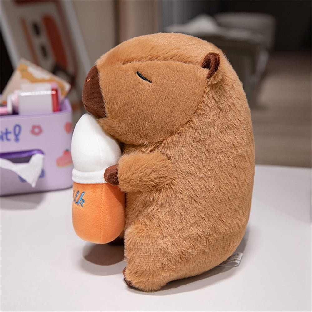 9.84in Cuddly Capybara Plush with Baby Bottle – Ultra-Soft Stuffed Animal, Machine Washable Gift for Kids