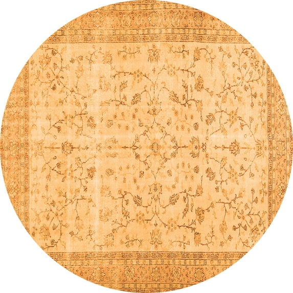 Ahgly Company Indoor Round Abstract Orange Contemporary Area Rugs, 6' Round